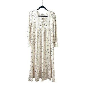 NWT Rubehoow Women's Nightgown Victorian Long Sleeve Pockets Purple White Size S